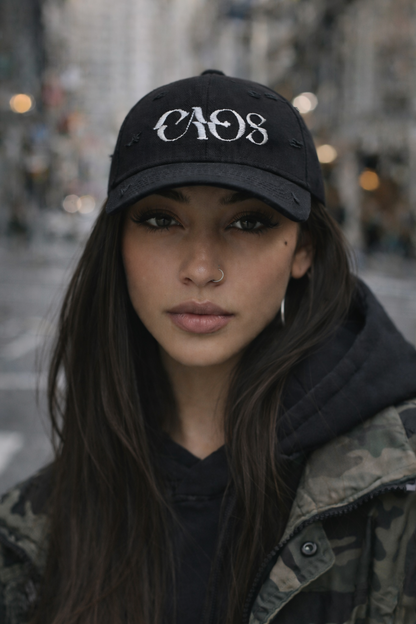 BLACK DISTRESSED CAP